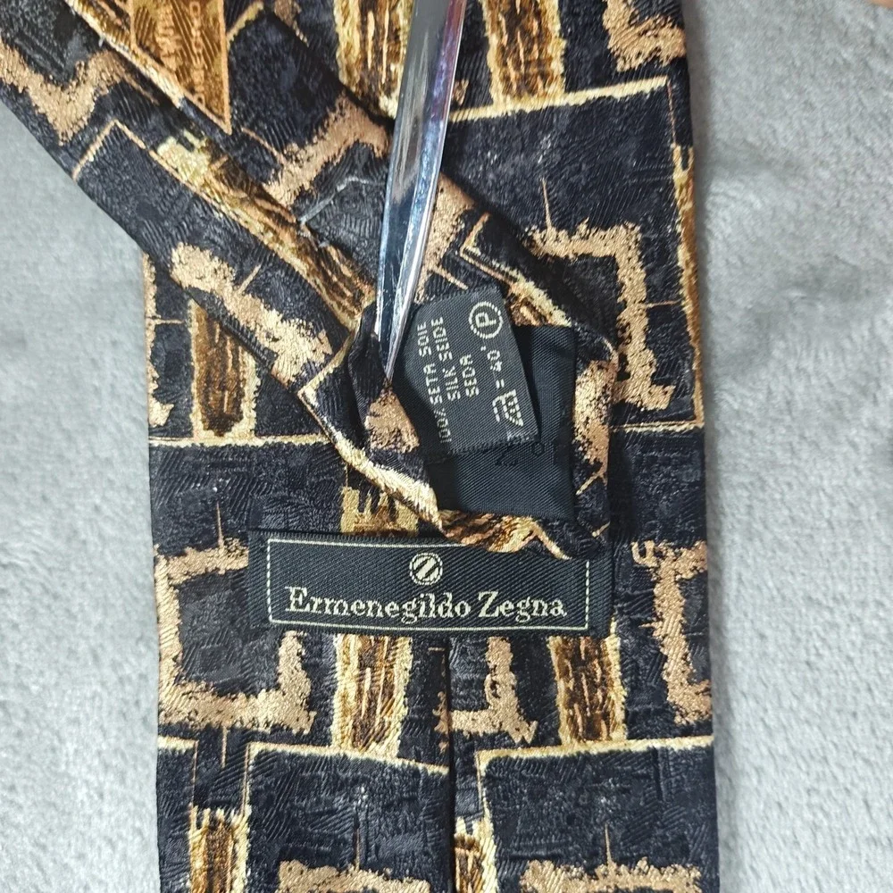Vintage Ermenegildo Zegna Tie Mens Abstract Geometric Silk Made In Italy